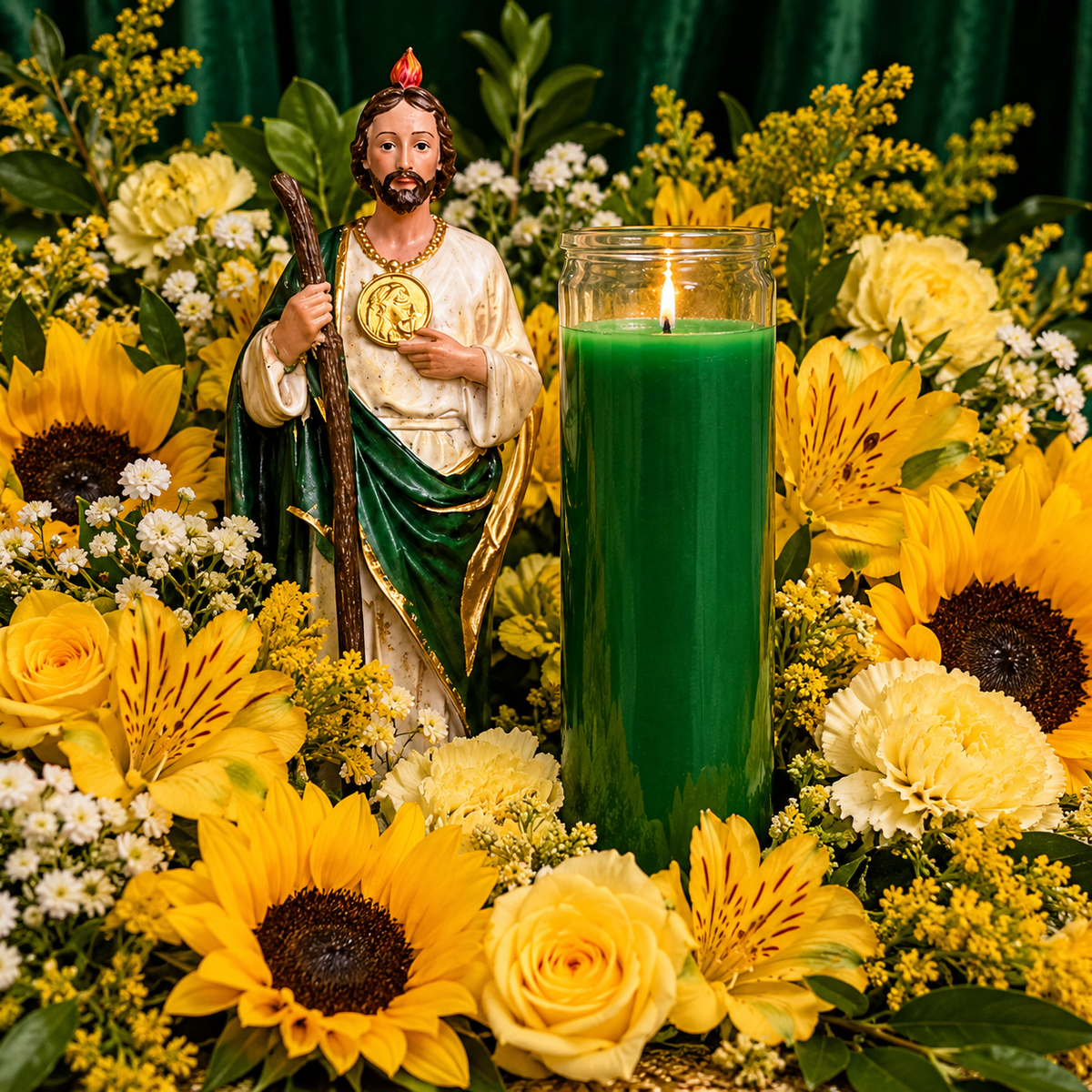 Saint Jude Fixed Vigil Candle + Fast Luck + Money + Health + Seemingly Impossible Wishes + Fixed and Blessed