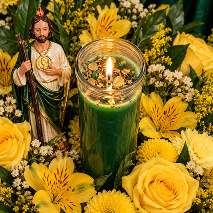 Saint Jude Fixed Vigil Candle + Fast Luck + Money + Health + Seemingly Impossible Wishes + Fixed and Blessed