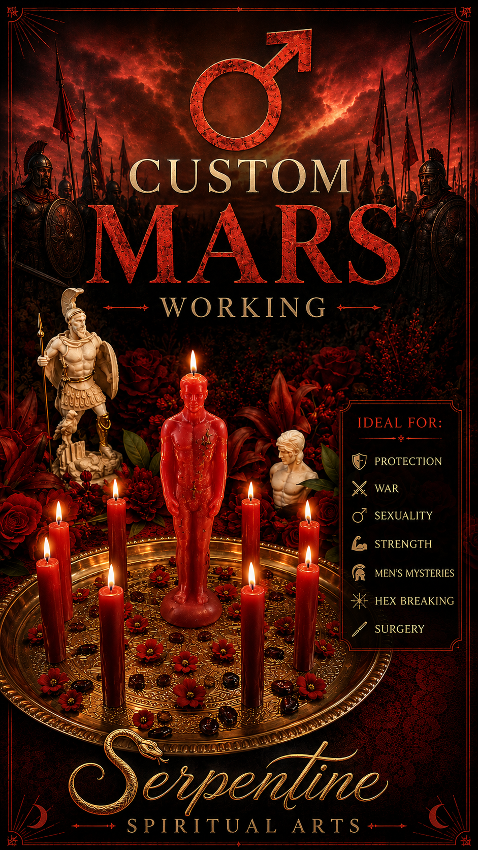 Mars Working + Protection + War + Sexuality + Strength + Men’s Mysteries + Hex Breaking + Surgery