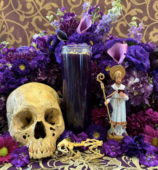 Saint Cyprian Vigil Candle + Necromancy + Witchcraft + Sorcery + Occult + Road Opening + Protection + Mastery + Domination + Healing + Curse