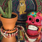 Santa Muerte Rosary + Three Robes + Traditional Colors + Blessed + Sterling Silver Plated Chain + Handcrafted + Rosario