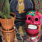 Santa Muerte Rosary + Gunmetal & Black, and White, Copper, and Turquoise + Blessed + Sterling Silver Plated Chain + Handcrafted + Rosario