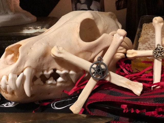 Hekate Wolf Bone Witch's Cross Protection Amulet