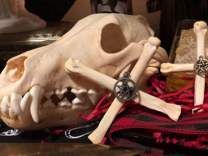 Hekate Wolf Bone Witch's Cross Protection Amulet