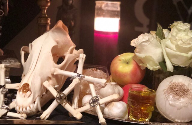 Hekate Wolf Bone Witch's Cross Protection Amulet