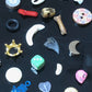 Medium Vintage Fargostein Tinned Travel Bone, Shell, and Trinket Divination Collection (40 Pieces)