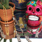 Santa Muerte Rosary + Gunmetal & Black, and White, Copper, and Turquoise + Blessed + Sterling Silver Plated Chain + Handcrafted + Rosario