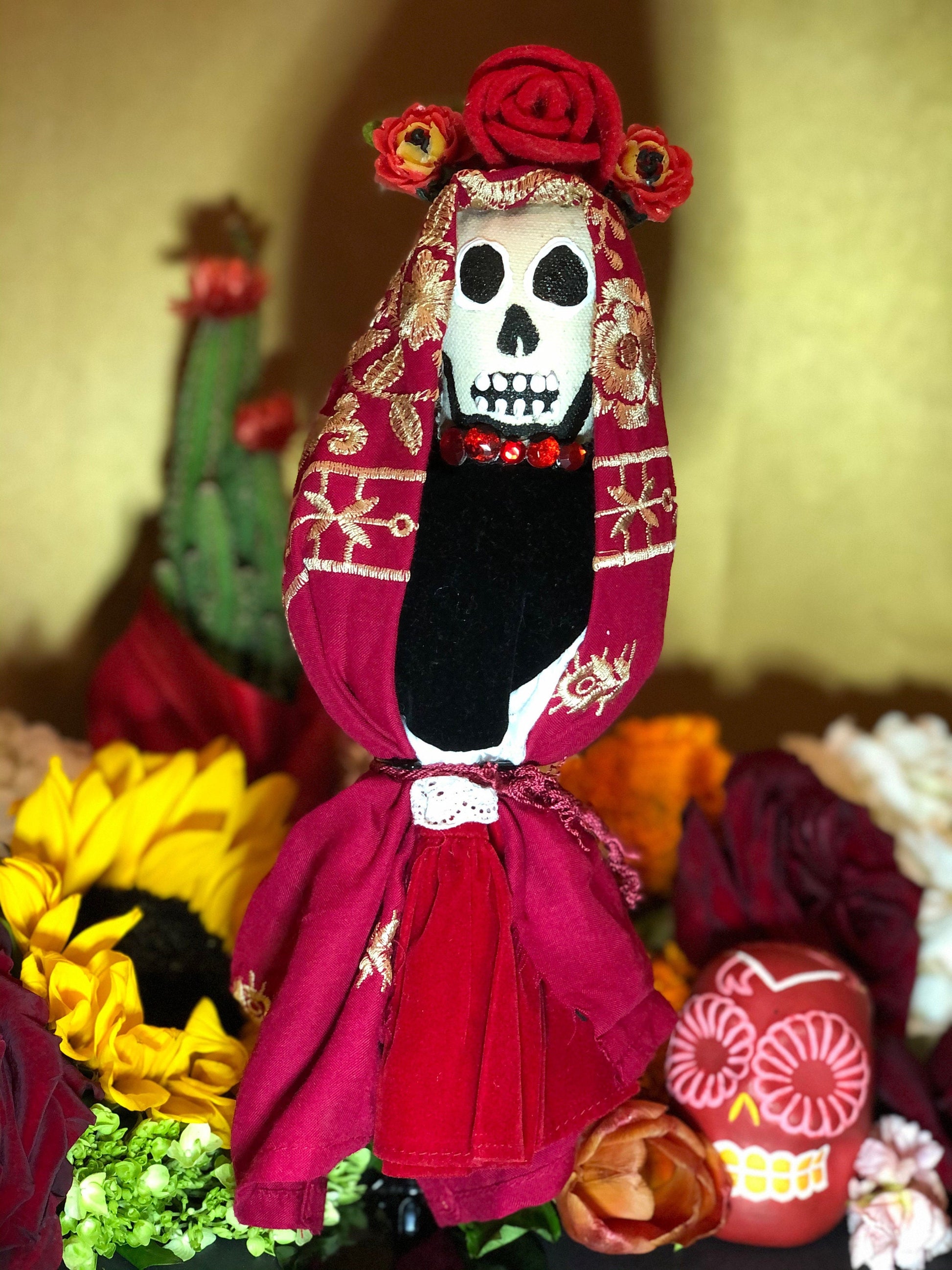 Santa Muerte Roja Doll + Dia de los Muertos + Love + Poppet + Blessed