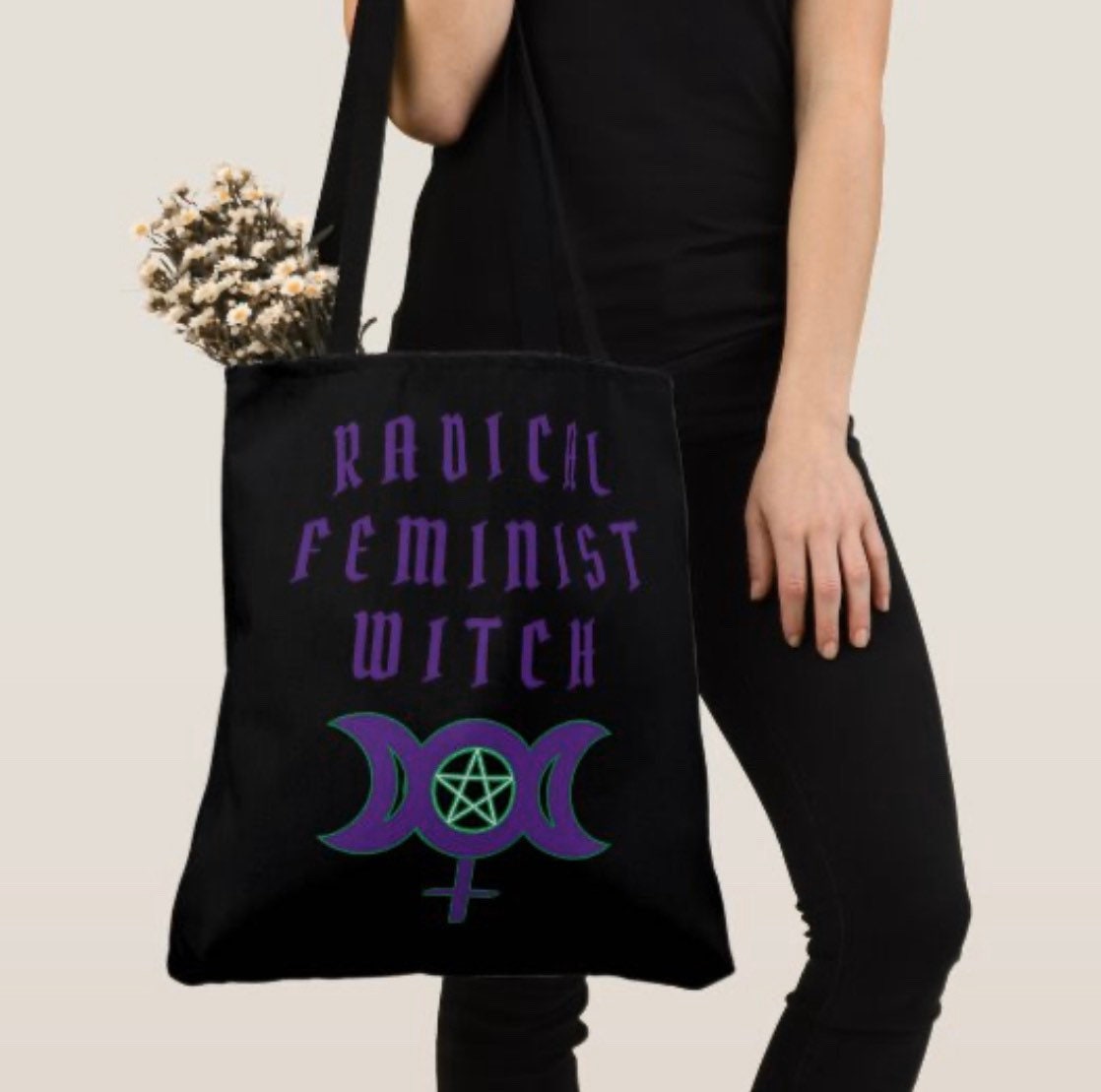 Radical Feminist Witch Tote Bag (Red or Purple)
