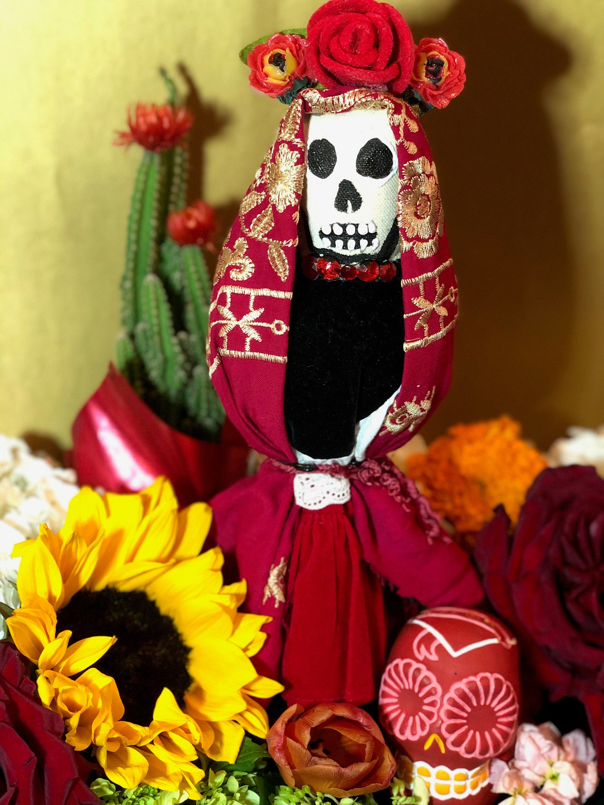 Santa Muerte Roja Doll + Dia de los Muertos + Love + Poppet + Blessed