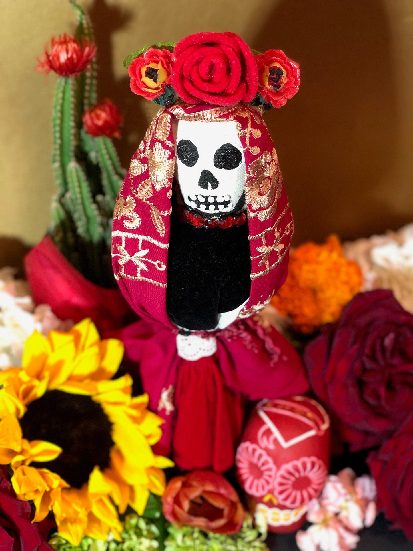 Santa Muerte Roja Doll + Dia de los Muertos + Love + Poppet + Blessed