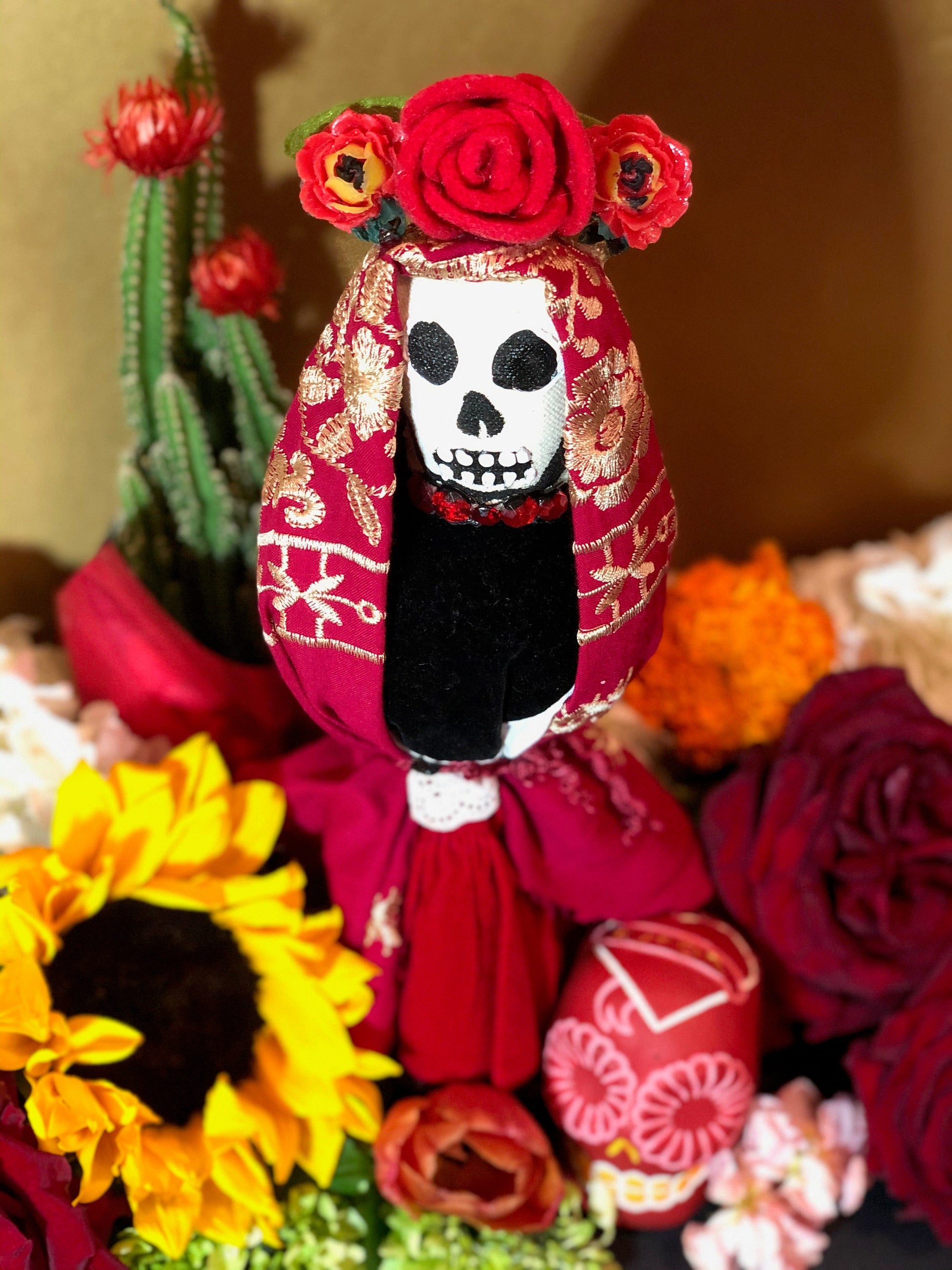 Santa Muerte Roja Doll + Dia de los Muertos + Love + Poppet + Blessed
