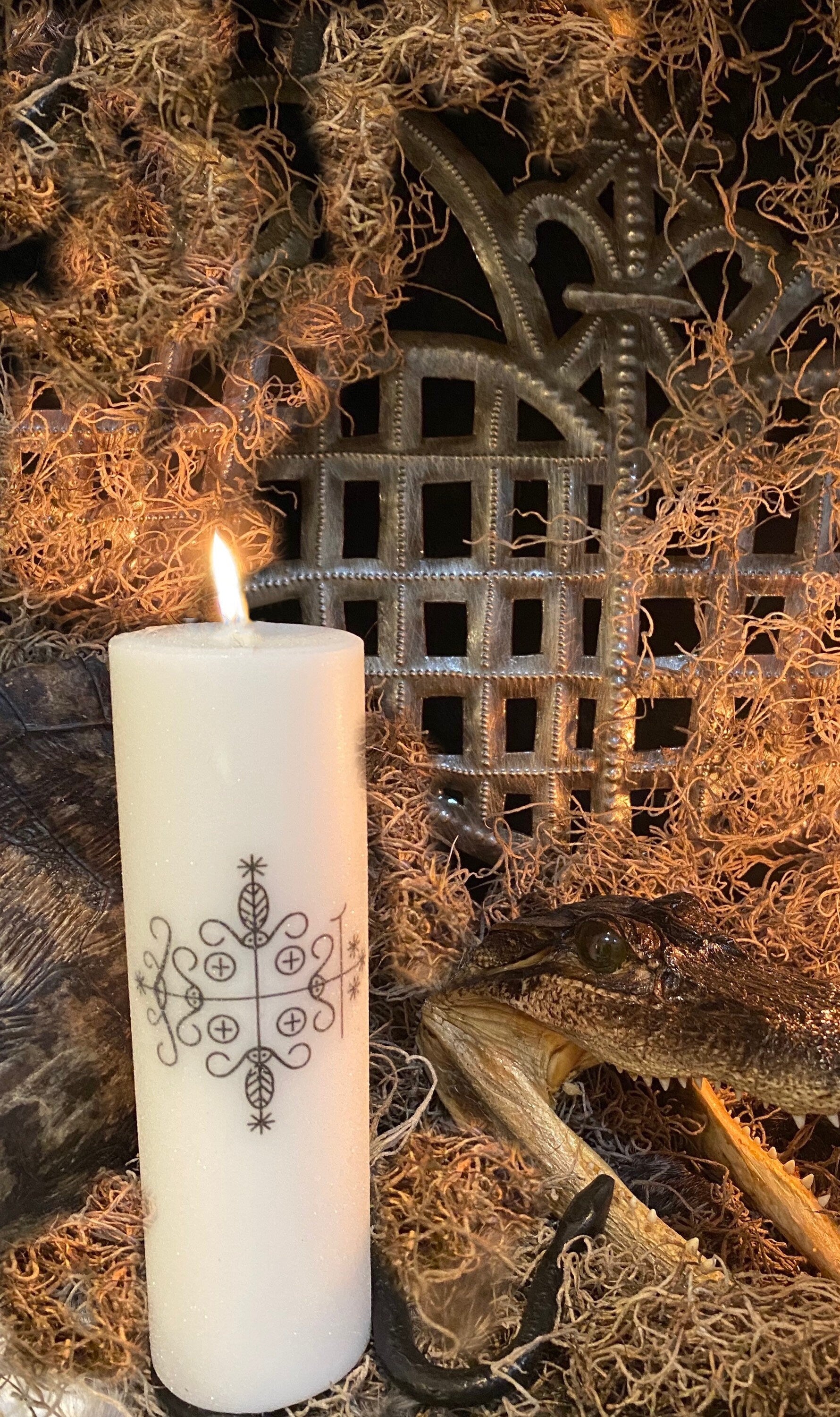 Papa Legba Veve Pillar Candle in Two Styles
