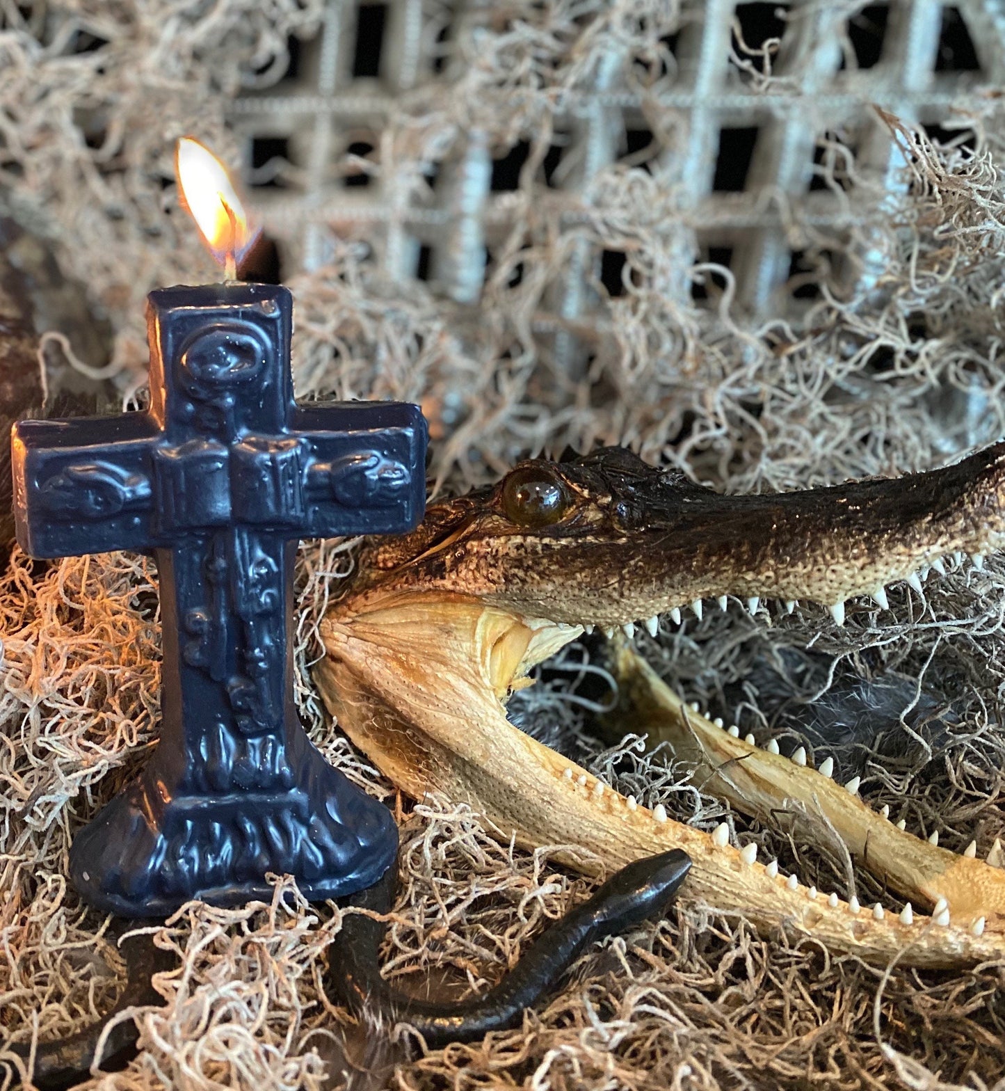 Crucifix Candle + Cross + Hoodoo + Conjure + Divine Assistance