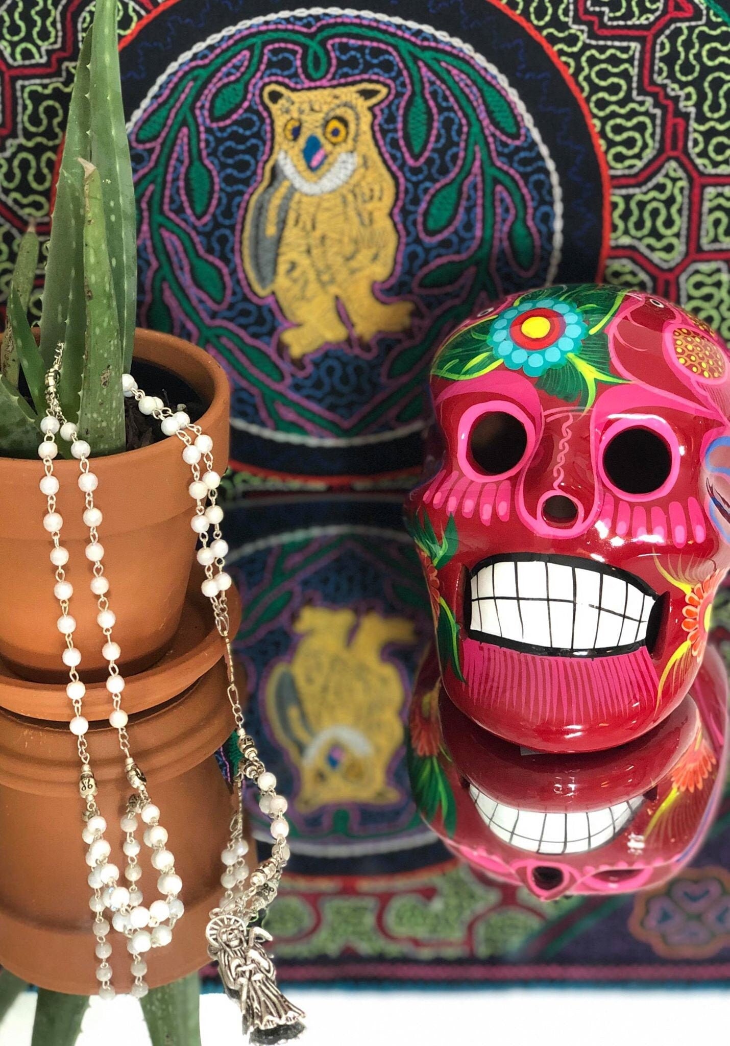 Santa Muerte Blanca Rosary + Protection + Healing + Iridescent White + Blessed + Acrylic