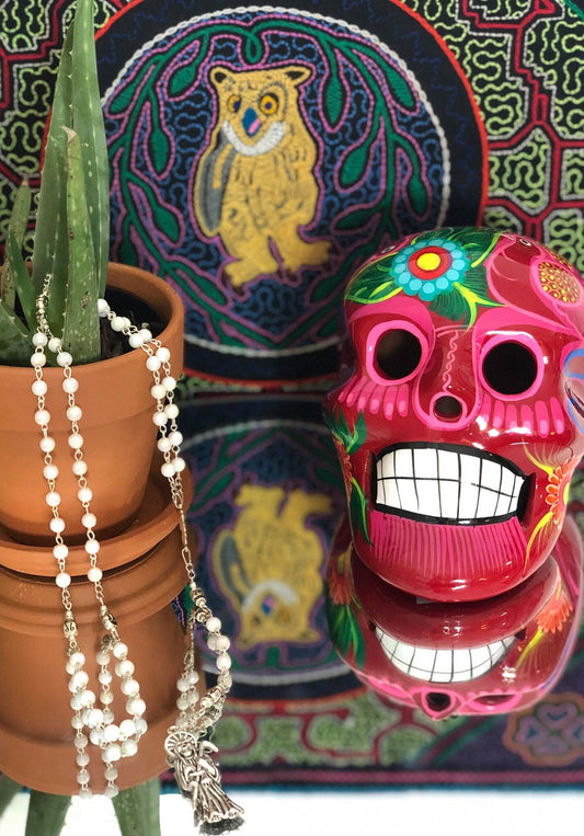 Santa Muerte Blanca Rosary + Protection + Healing + Iridescent White + Blessed + Acrylic