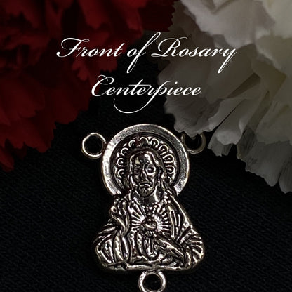 Santa Muerte Rosary with Tricolor Skulls & Santa Muerte Cross + Three Robes + Blessed + Sterling Silver Plated Chain + Handcrafted + Rosario