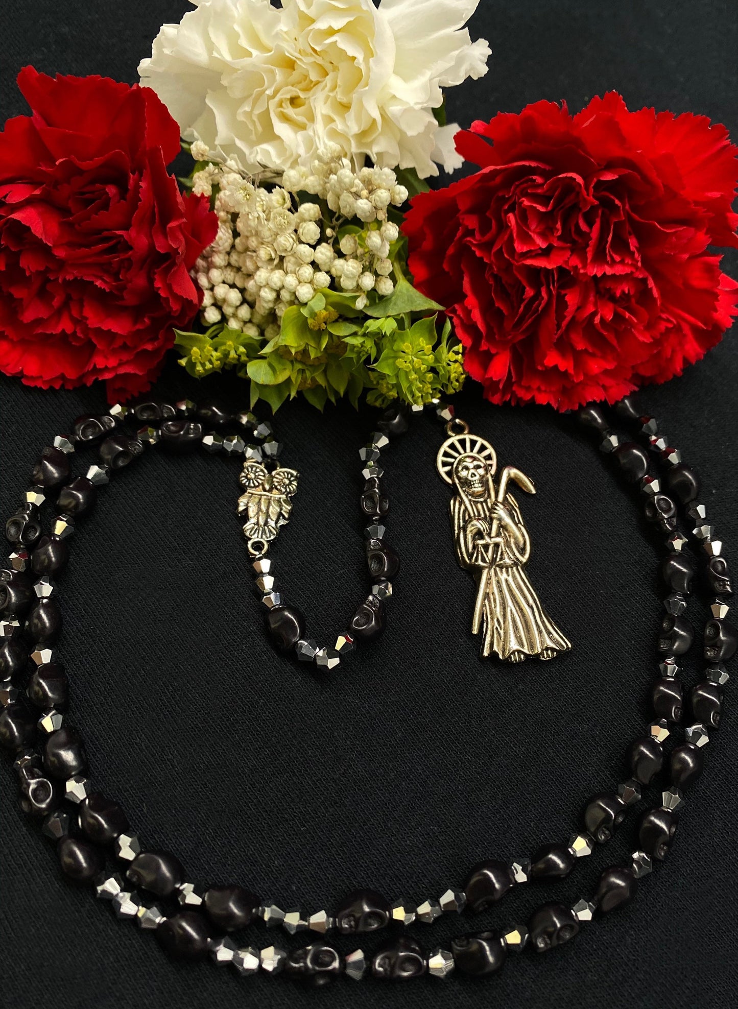 Santa Muerte Negra Rosary de Hilo + Protection + Reversing + Break Witchcraft + Blessed + Handcrafted + Rosario