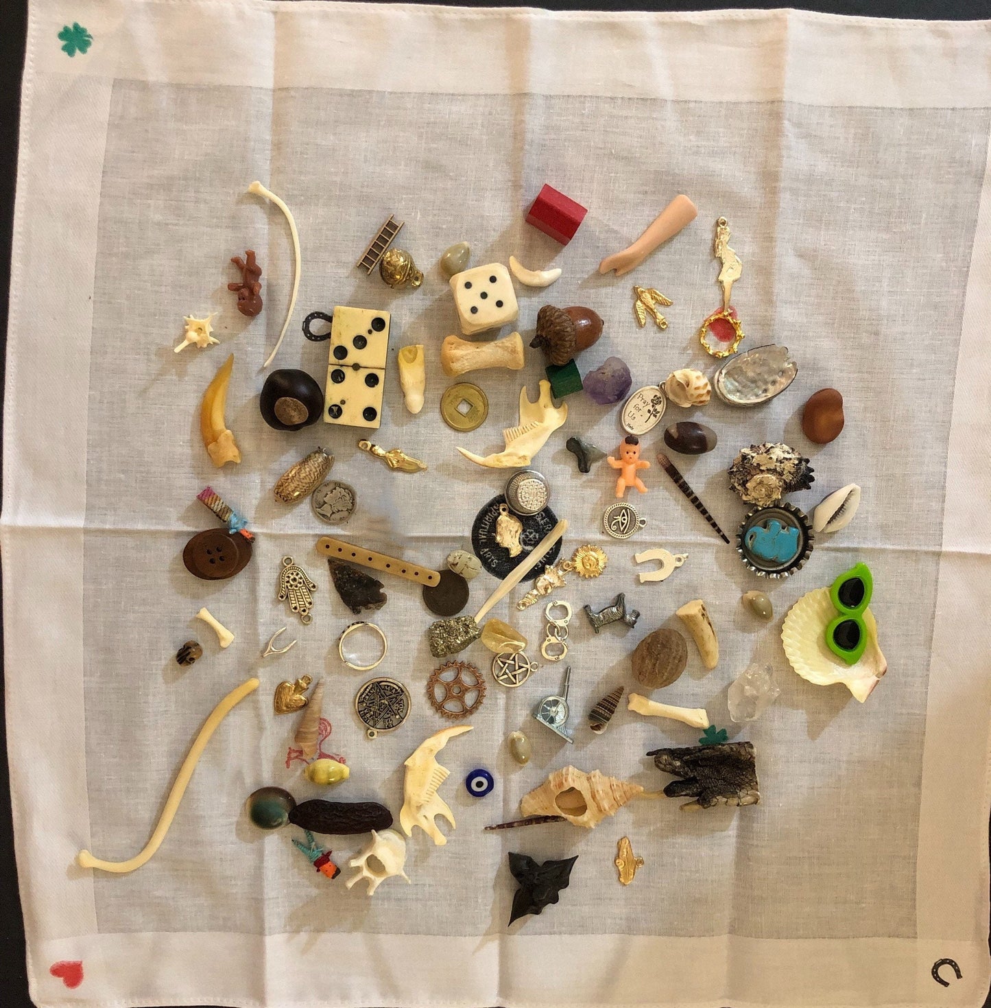 LAST ONE! Deluxe Burlap Bone, Shell, and Trinket Divination Collection (121 Pieces)