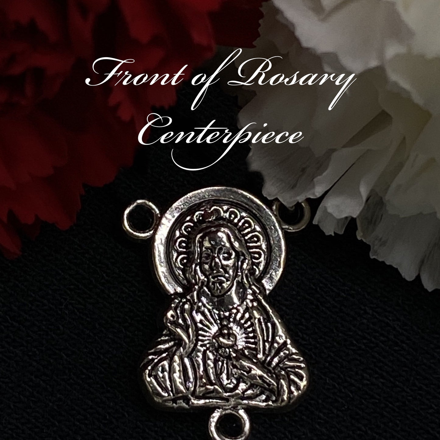 Santa Muerte Blanca Rosary with Bone Beads & Santa Muerte Cross + Blessed + Sterling Silver Plated Chain + Handcrafted + Rosario