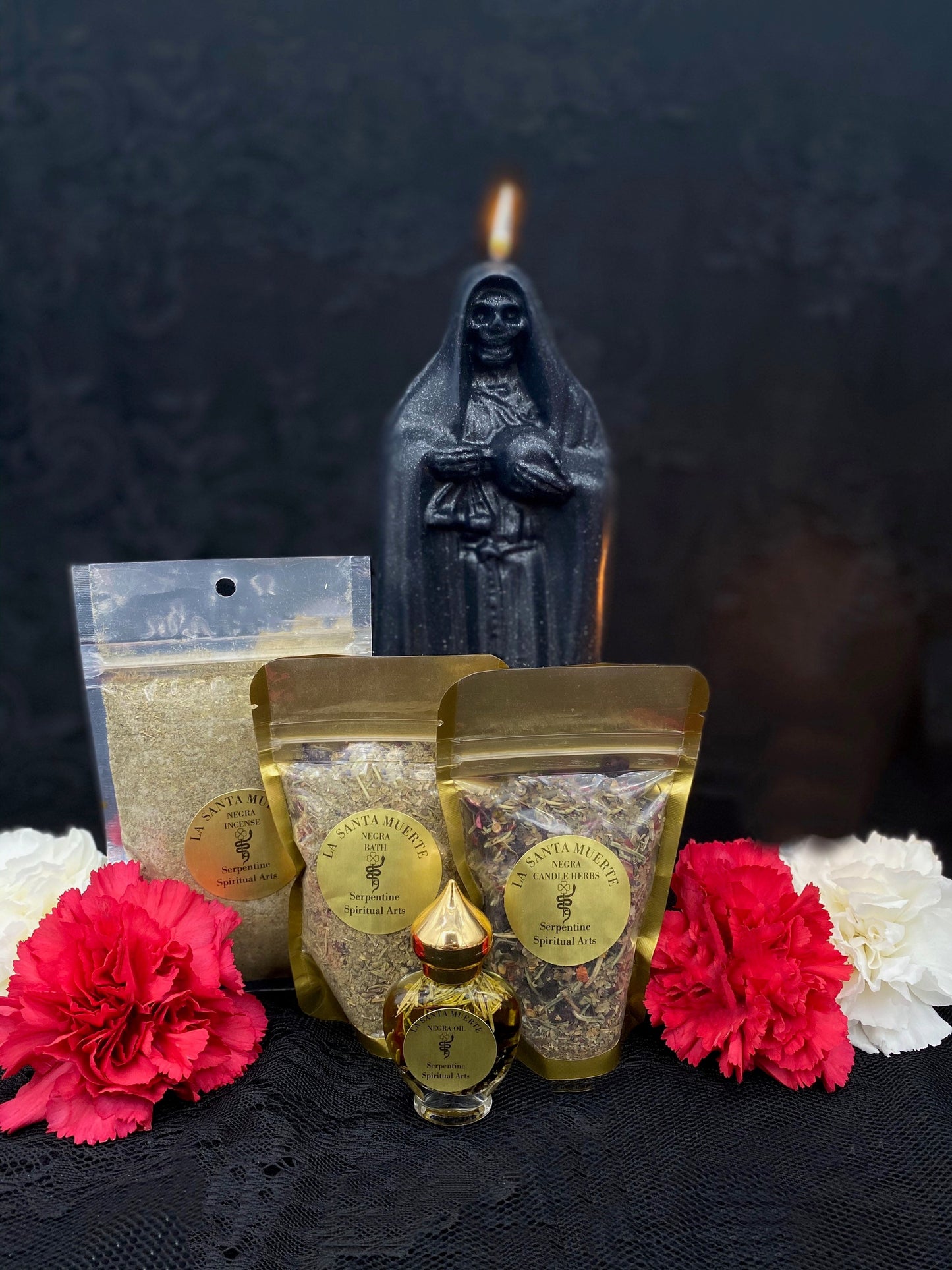 Santa Muerte Negra Ritual Set + Protection + Reversing + Witchcraft + Controlling + Necromancy + Revenge + Blessed