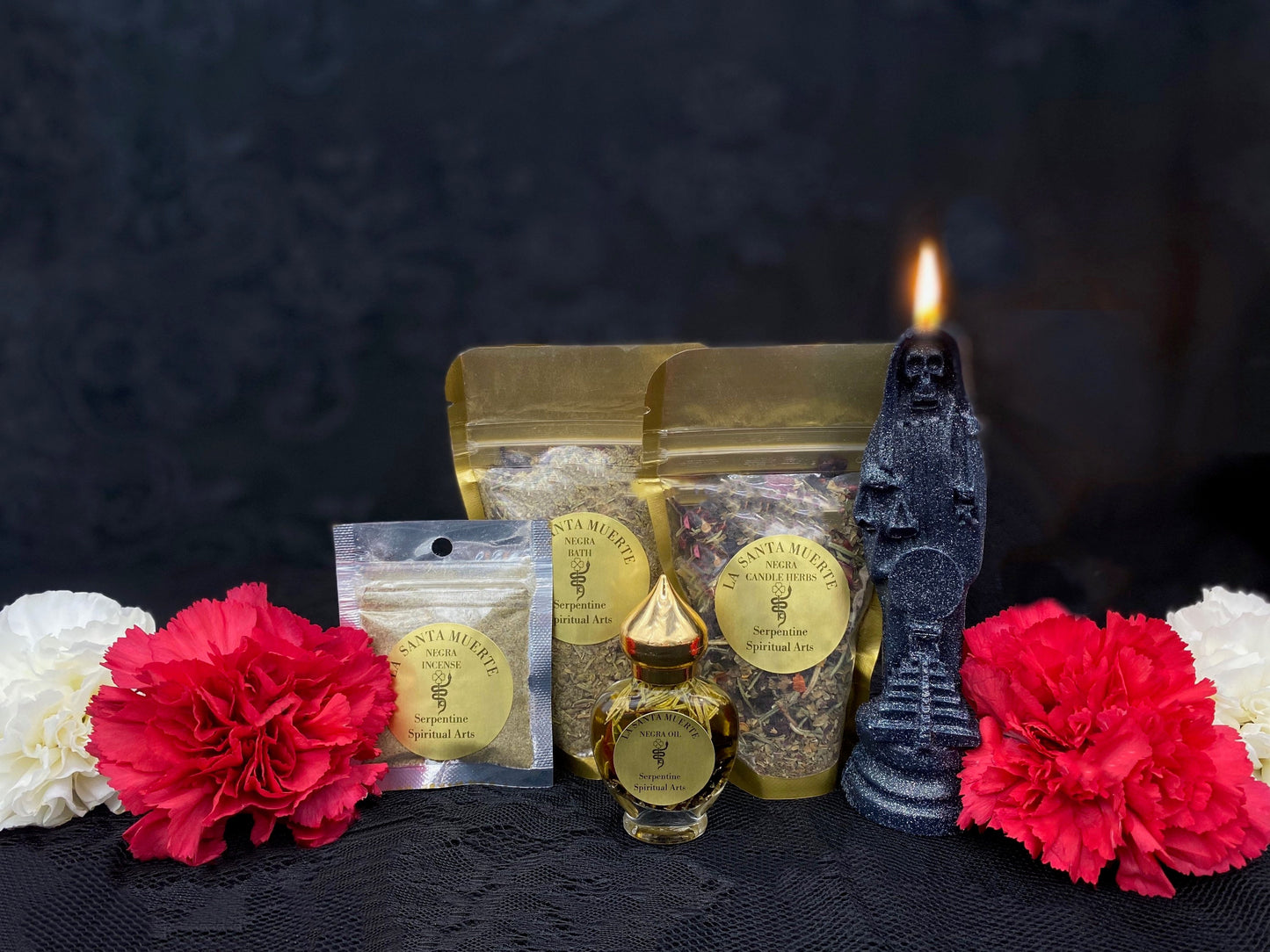Santa Muerte Negra Ritual Set + Protection + Reversing + Witchcraft + Controlling + Necromancy + Revenge + Blessed