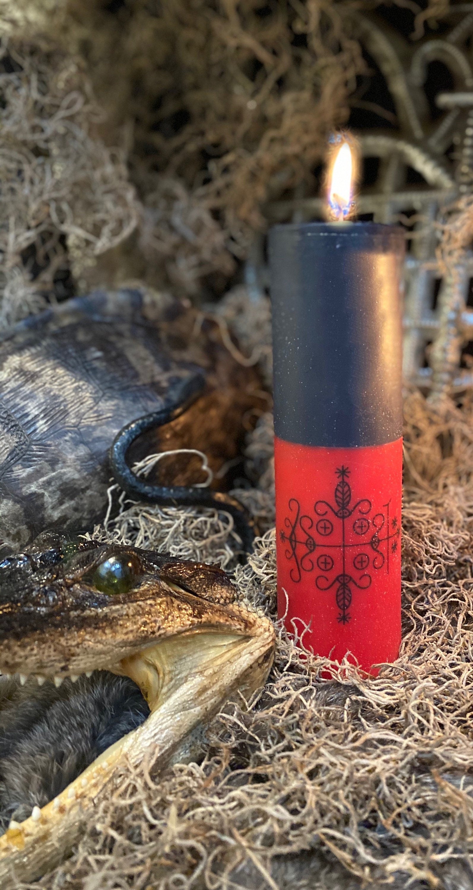 Papa Legba Veve Pillar Candle in Two Styles