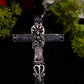 Santa Muerte Roja Rosary with Red Wood Beads & Santa Muerte Cross + Blessed + Sterling Silver Plated Chain + Handcrafted + Rosario