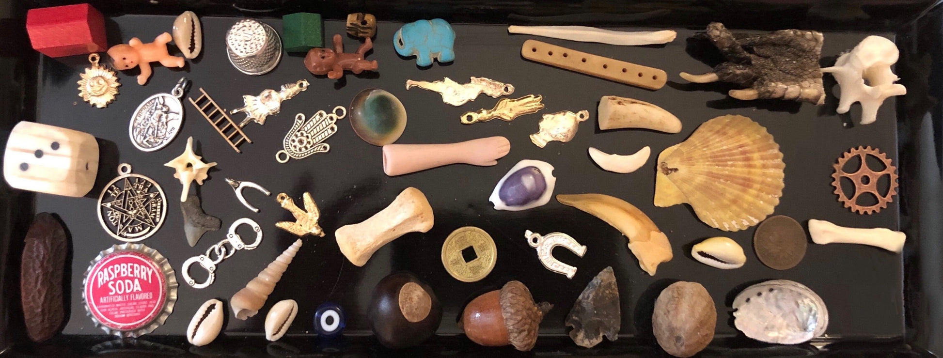 LAST ONE! Deluxe Burlap Bone, Shell, and Trinket Divination Collection (121 Pieces)