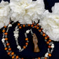 Santa Muerte Marron Rosary with Wood Beads + Blessed + Sterling Silver Plated Chain + Handcrafted + Rosario