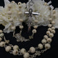 Santa Muerte Blanca Rosary with Bone Beads & Santa Muerte Cross + Blessed + Sterling Silver Plated Chain + Handcrafted + Rosario
