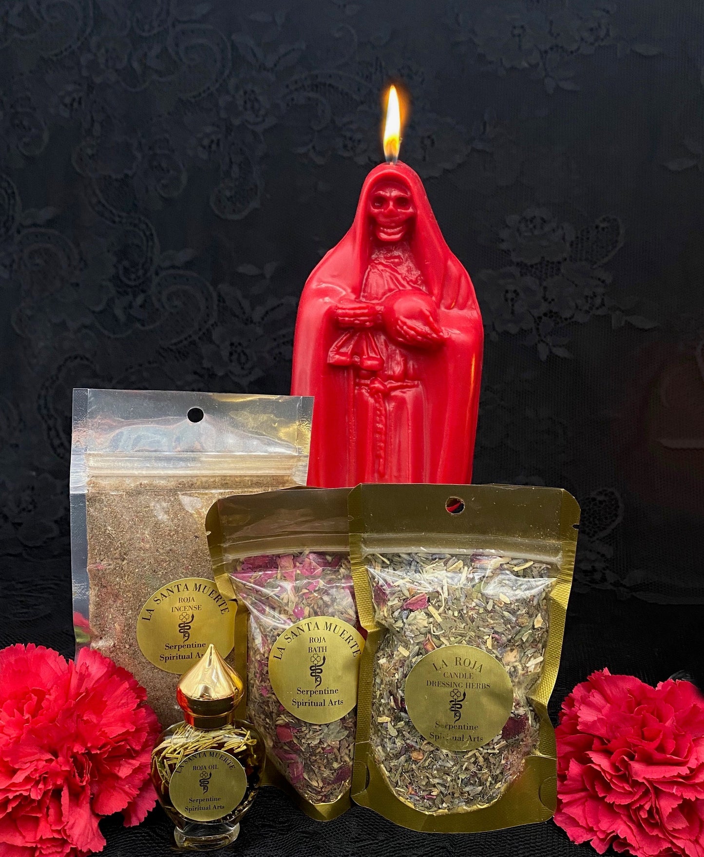 Santa Muerte Roja Ritual Set + Love + Money + Justice