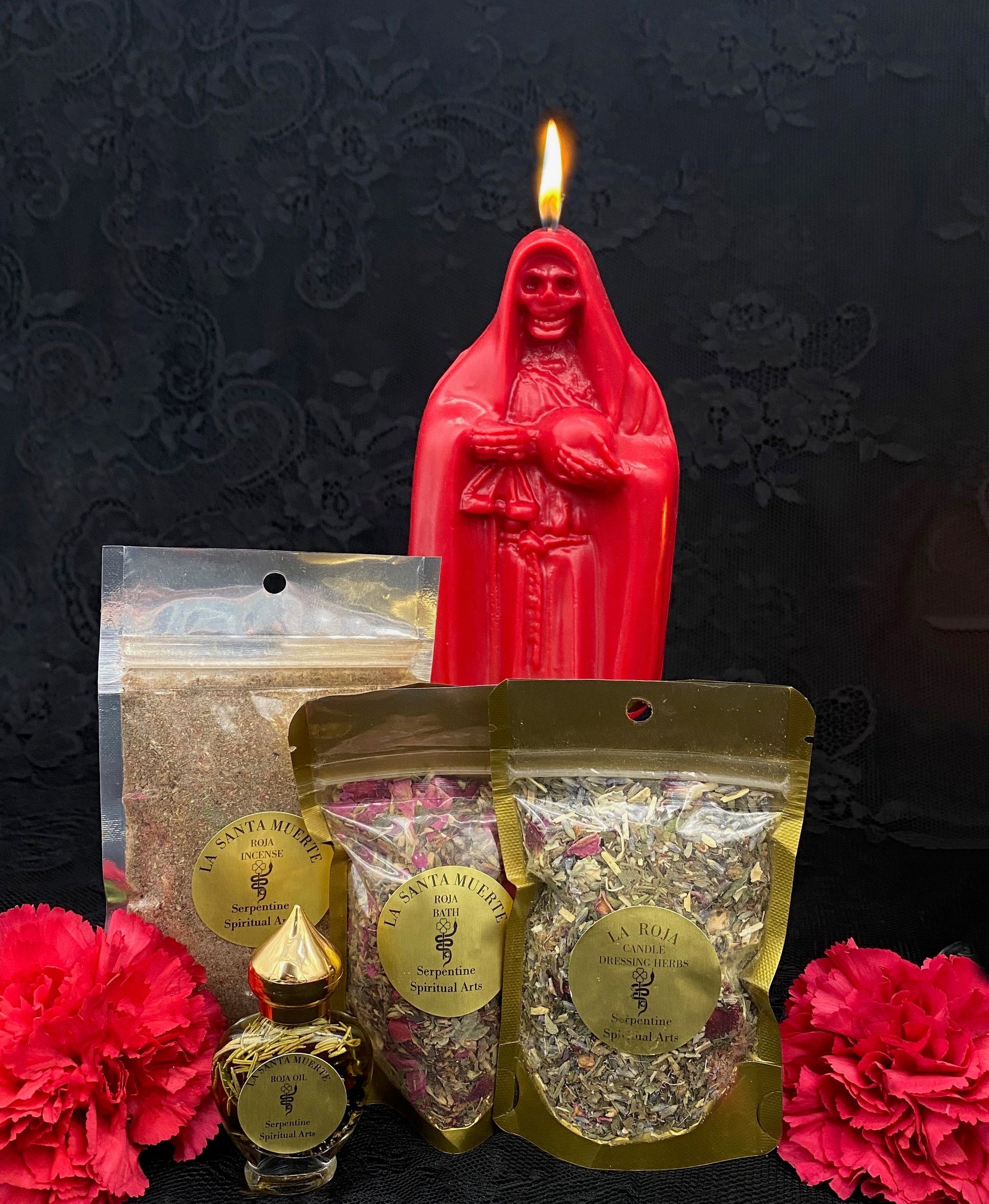 Santa Muerte Roja Ritual Set + Love + Money + Justice