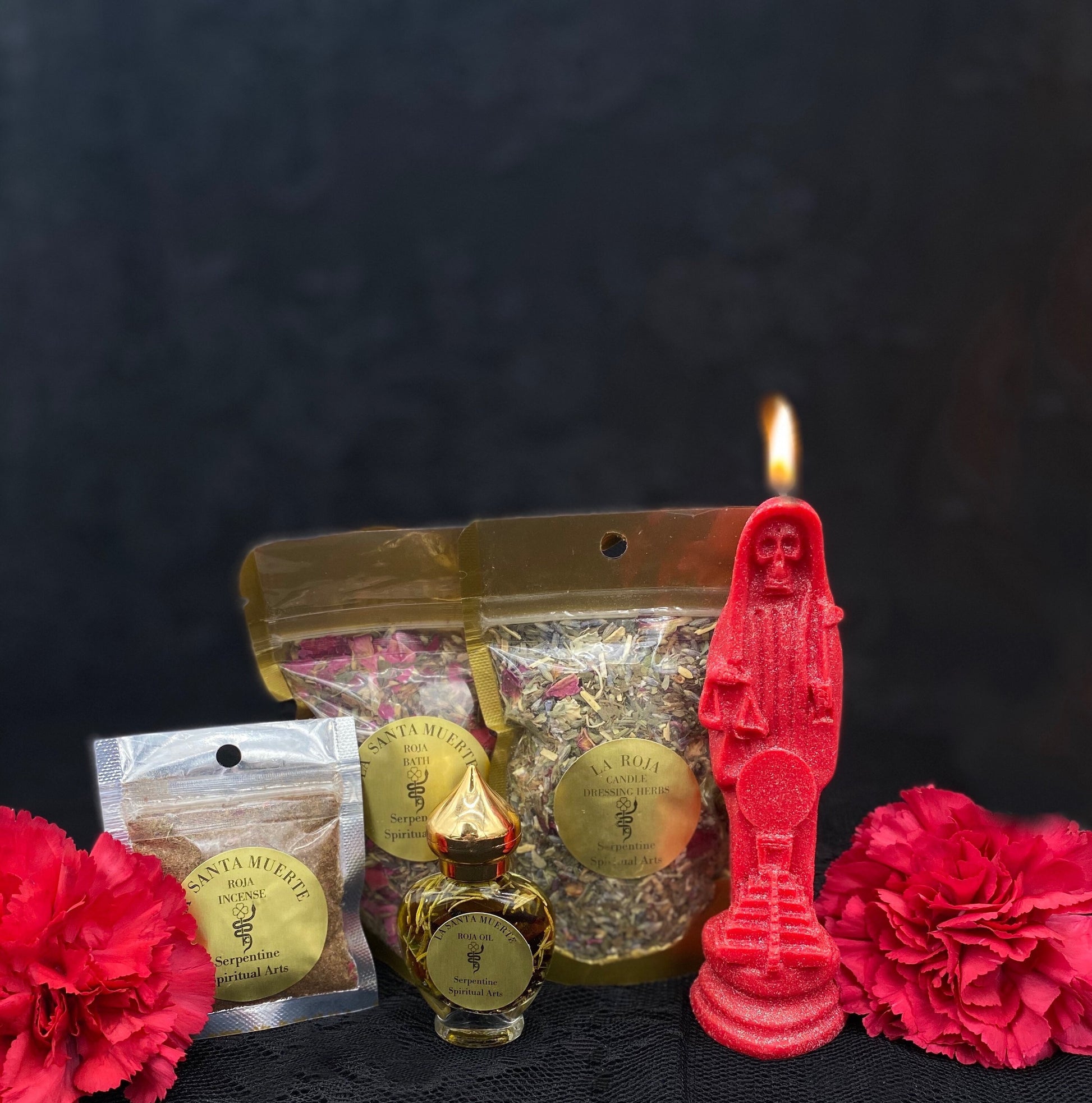 Santa Muerte Roja Ritual Set + Love + Money + Justice