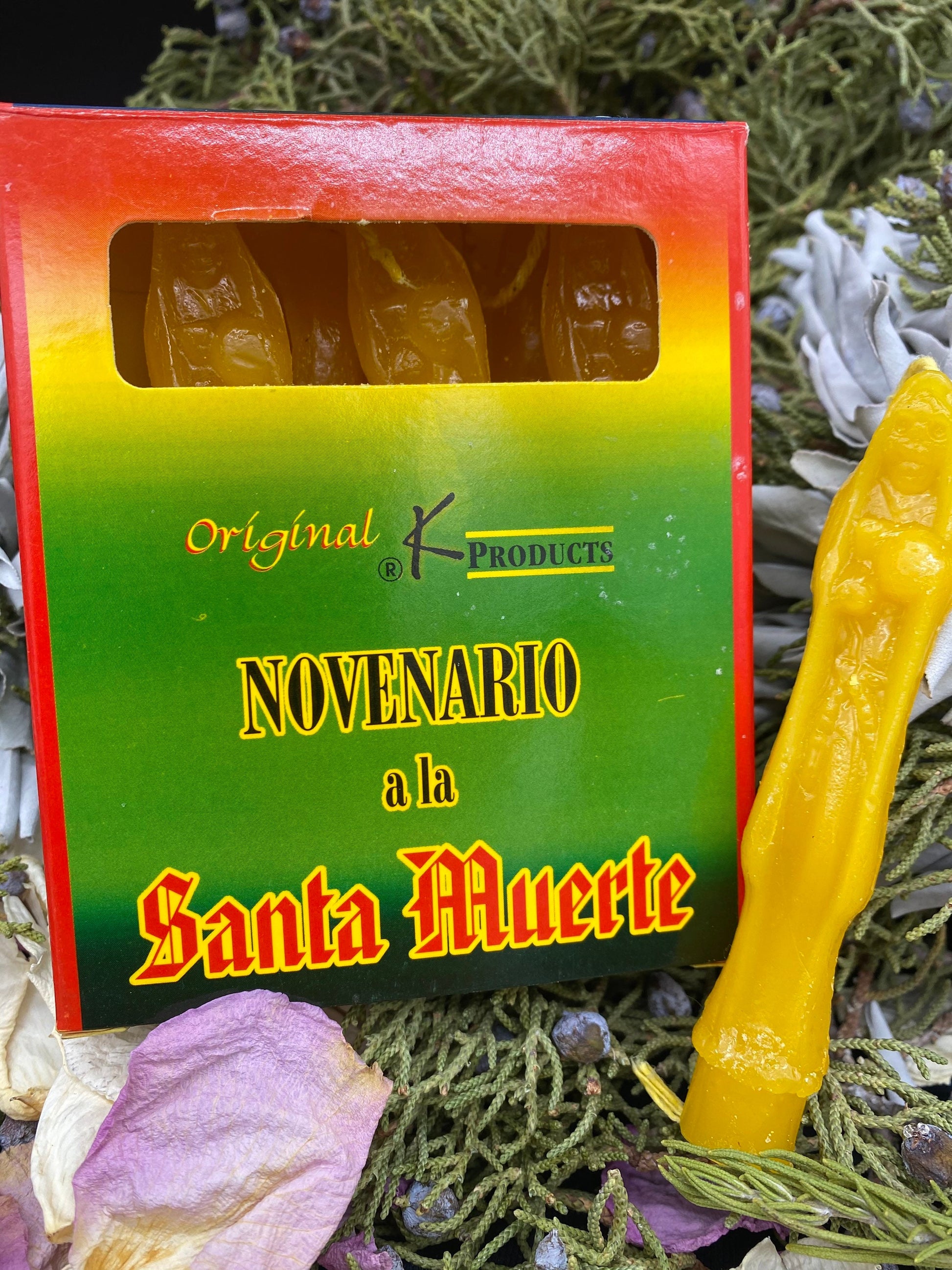 Santa Muerte Amarillo Novena Candles + Money * Success + Dorada + Oro + Yellow + Gold + Made in Mexico