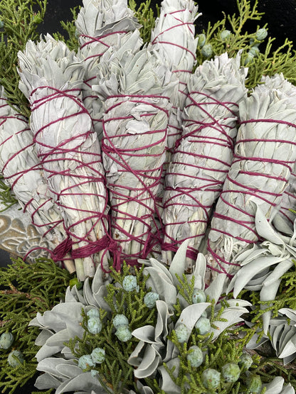 FRESH Wildcrafted White Sage Torch + Bundle with Natural Hemp Twine + Smoke Cleansing