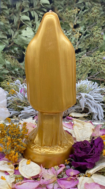 Santa Muerte Dorada Candle + Money + Prosperity + Gold + Oro + Blessed + 24K Gold + Money + Abundance
