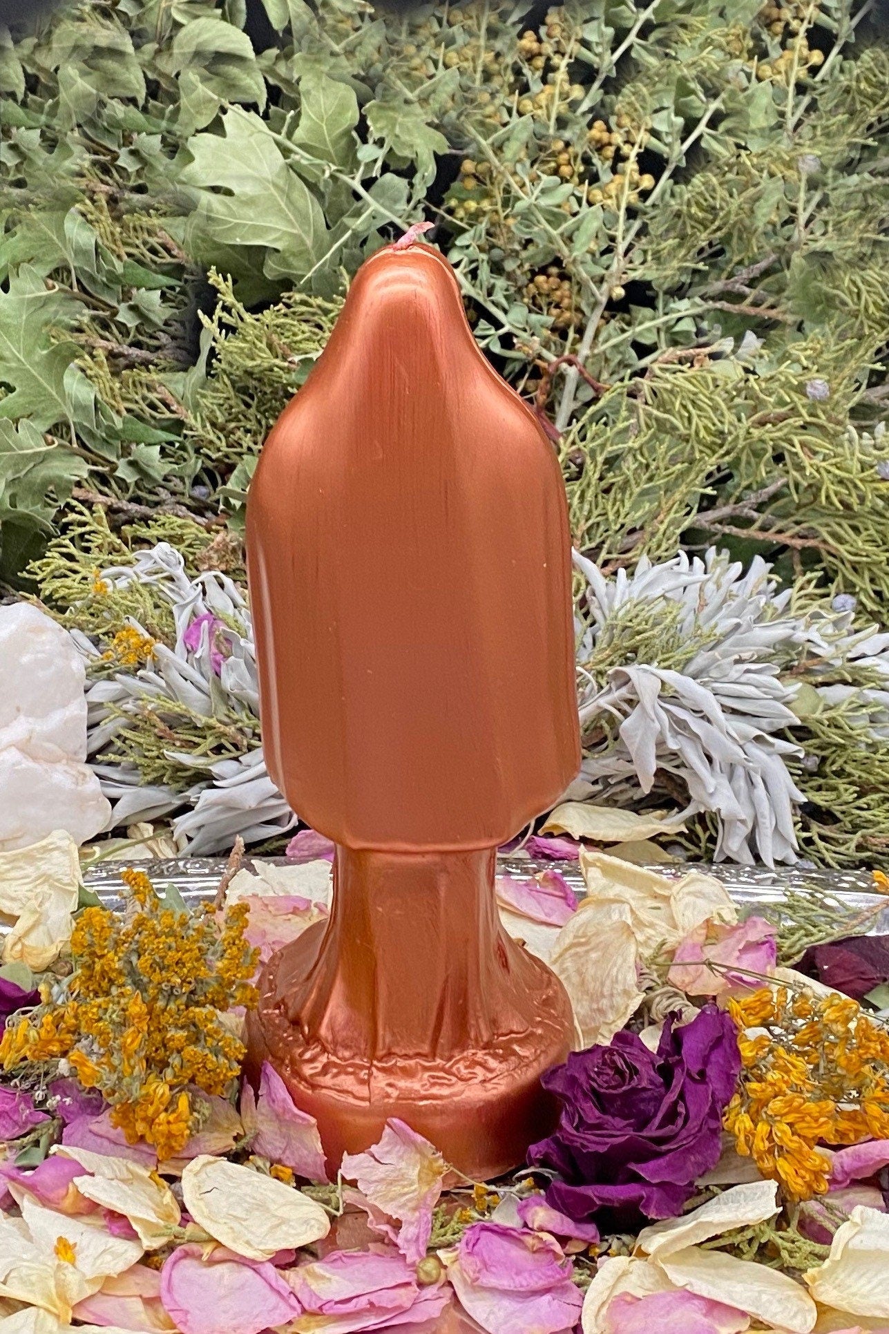 Santa Muerte Cobre Candle + Fast Luck + Blessed + Copper