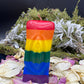 Square Rainbow Vagina Candle + Vulva + Lesbian Pride + Queer + Bisexual
