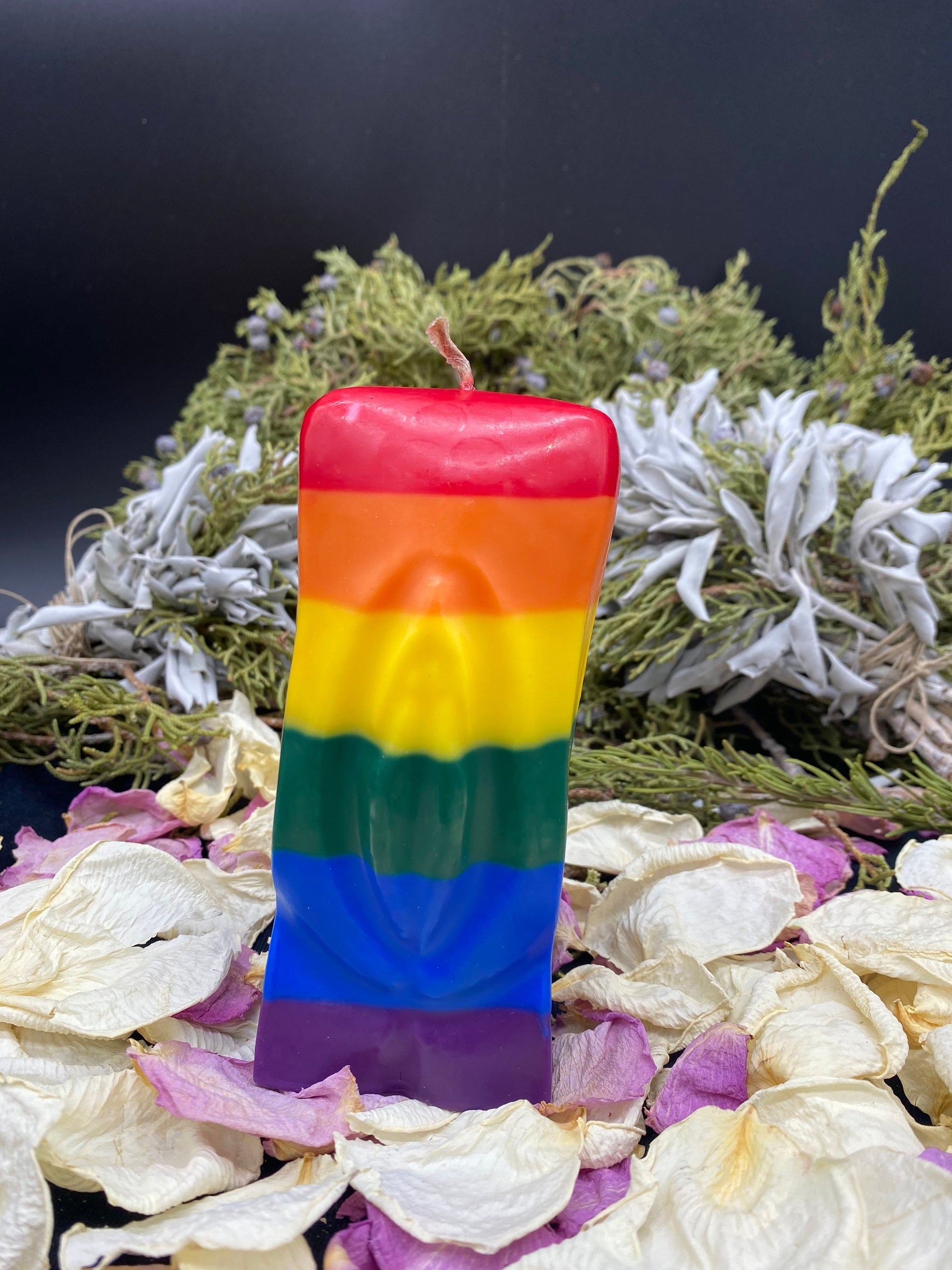 Square Rainbow Vagina Candle + Vulva + Lesbian Pride + Queer + Bisexual