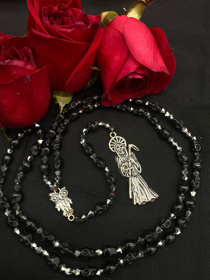 Santa Muerte Negra Rosary de Hilo + Protection + Reversing + Break Witchcraft + Blessed + Handcrafted + Rosario