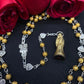Santa Muerte Dorada Rosary + Oro + Heart of Gold + Love + Money + Blessed + Sterling Silver Plated Chain + Handcrafted + Rosario