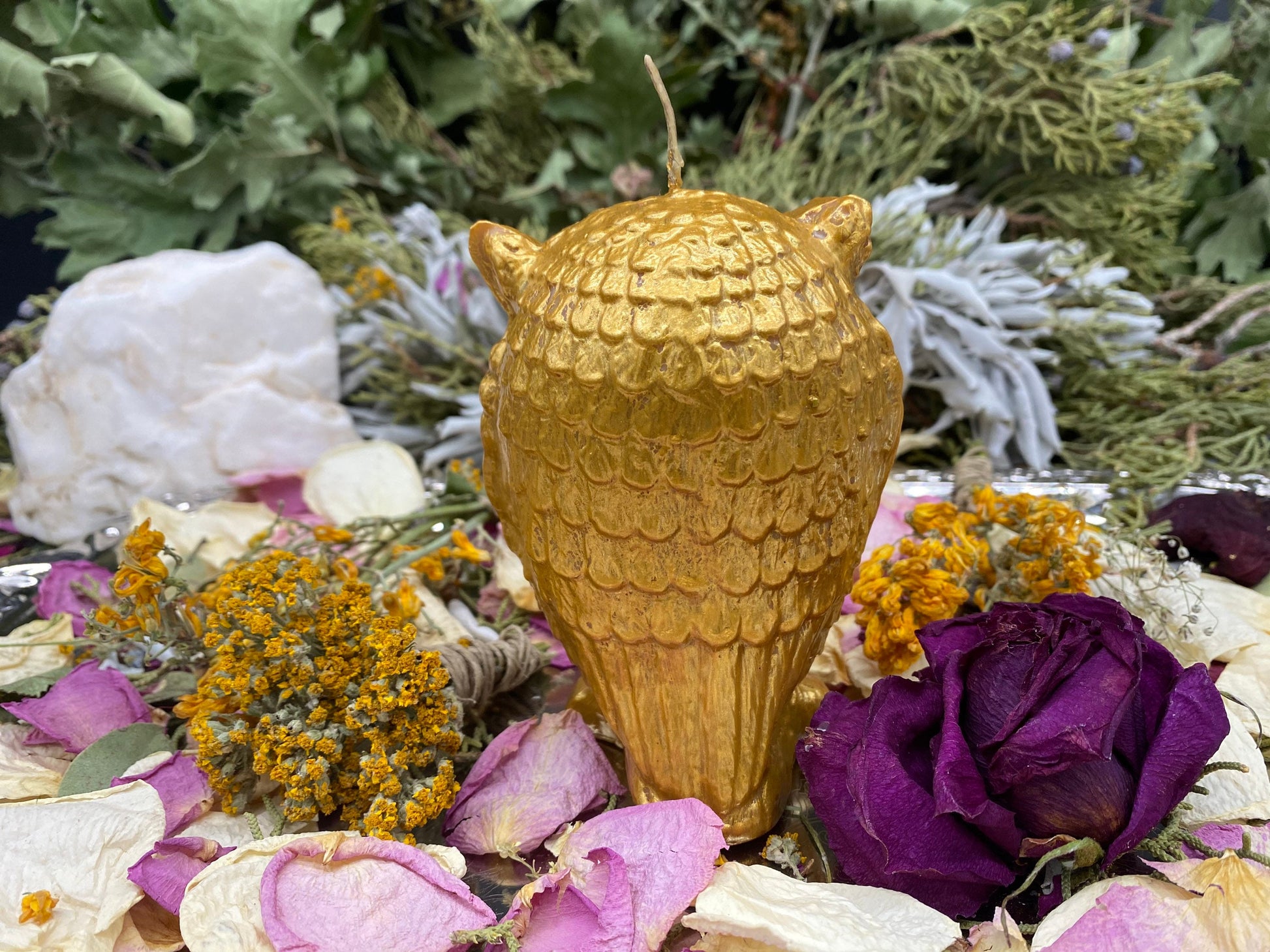 Owl Candle + Sante Muerte + Hecate + Wisdom + Passing Exams