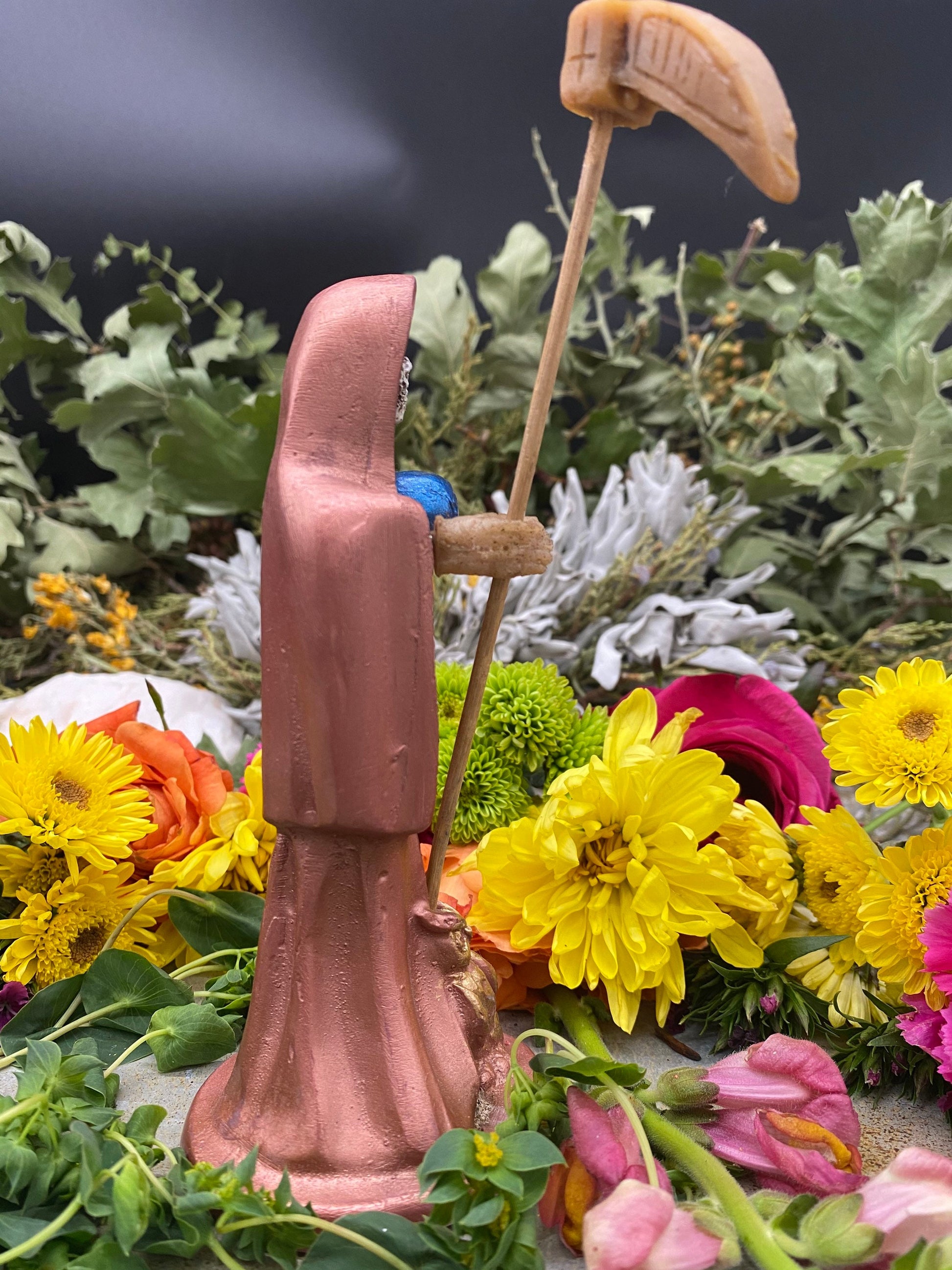 Santa Muerte Cobre/Copper Statue + Fast Luck + Baptized + Fixed + Made in Mexico