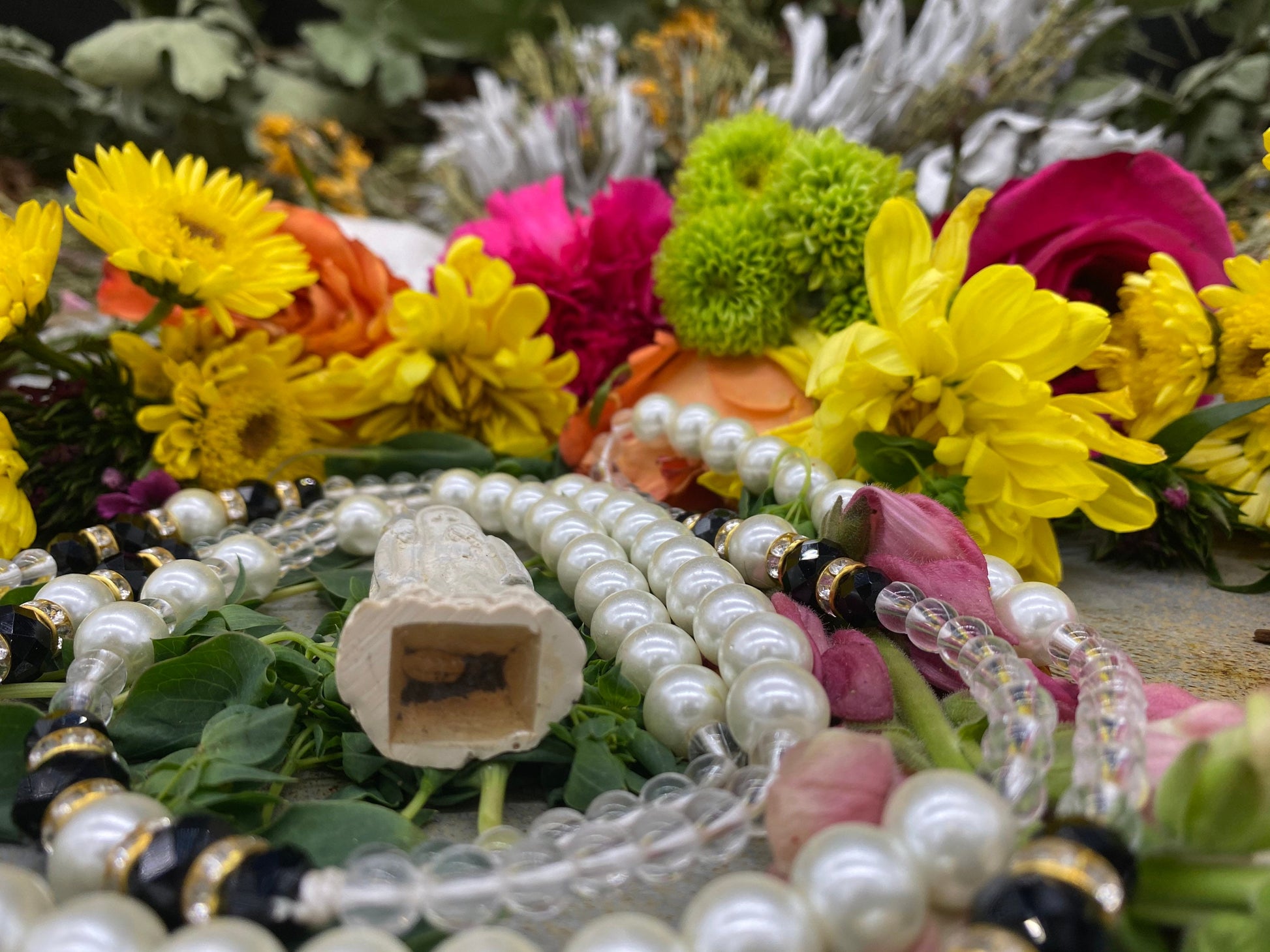 Long Santa Muerte Blanca Rosary + Blessed + Hecho en Mexico + Rosario