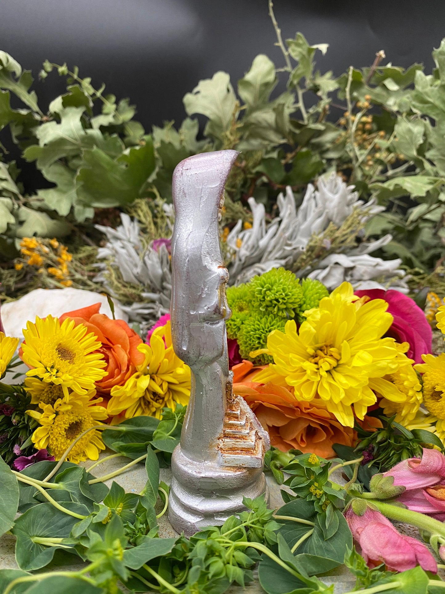 Santa Muerte Plata/Silver Statue + Baptized + Pyramid + Fixed + Made in Mexico + Money + Working with the Moon + Luck