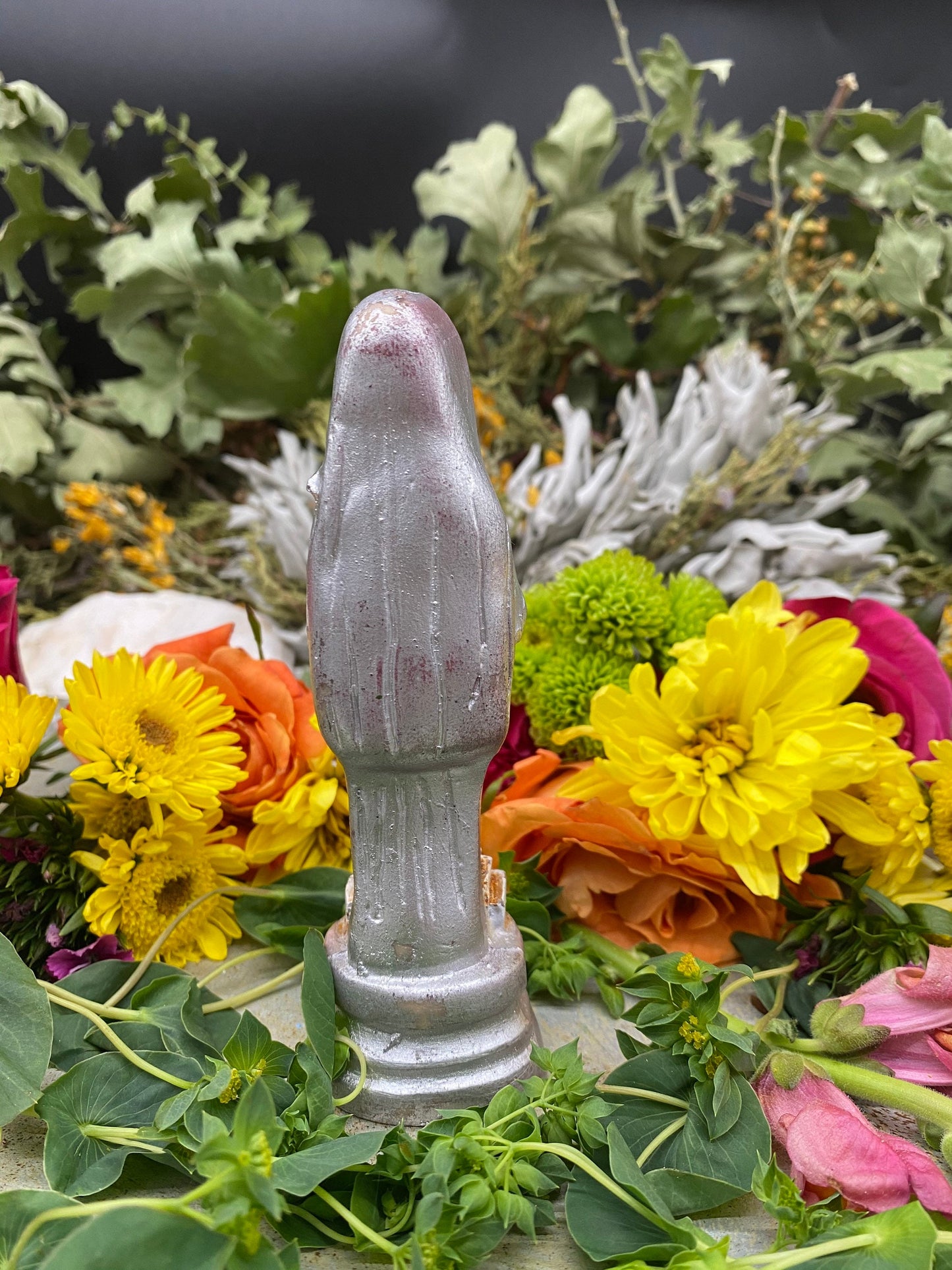 Santa Muerte Plata/Silver Statue + Baptized + Pyramid + Fixed + Made in Mexico + Money + Working with the Moon + Luck