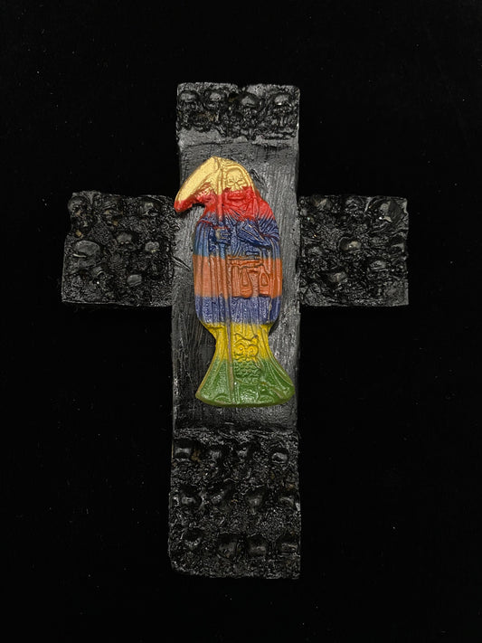 Last One! Santa Muerte Siete Colores Altar Cross 5” + Love + Made in Mexico