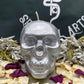 Large Metallic Skull Candle
