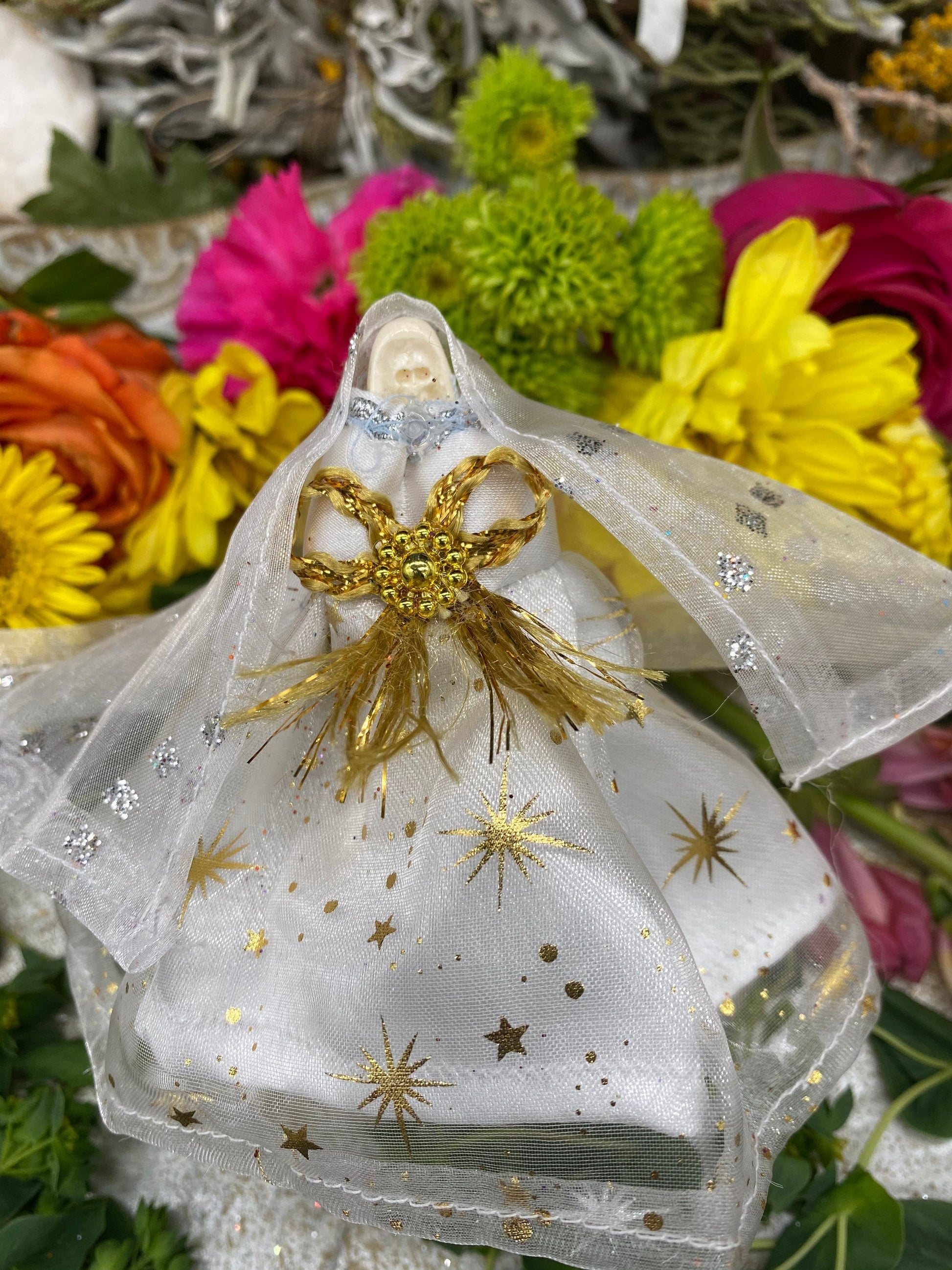 Santa Muerte Blanca Statue with Dress + Fixed + Made in Mexico
